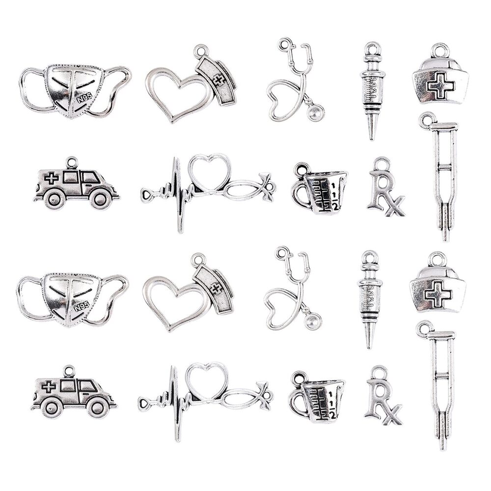 7770 100pcs Medical Doctor Stethoscope Ambulance Charms - Alloy Nurse